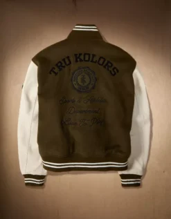 AE X Tru Kolors Varsity Jacket Olive -American Eagle Fashion 0101 1799 309 b
