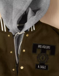 AE X Tru Kolors Varsity Jacket Olive -American Eagle Fashion 0101 1799 309 d1