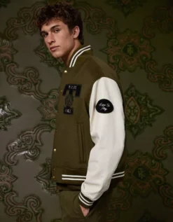 AE X Tru Kolors Varsity Jacket Olive -American Eagle Fashion 0101 1799 309 os