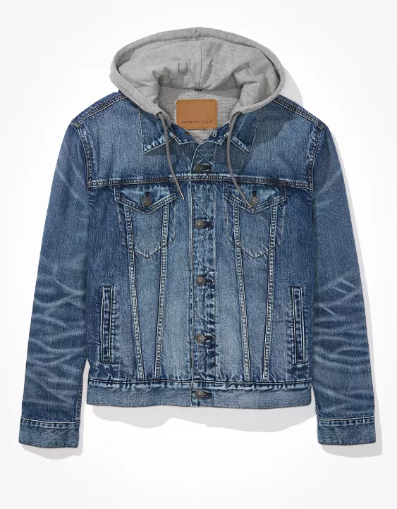 AE Hooded Denim Trucker Jacket 3 AE Hooded Denim Trucker Jacket - Image 3