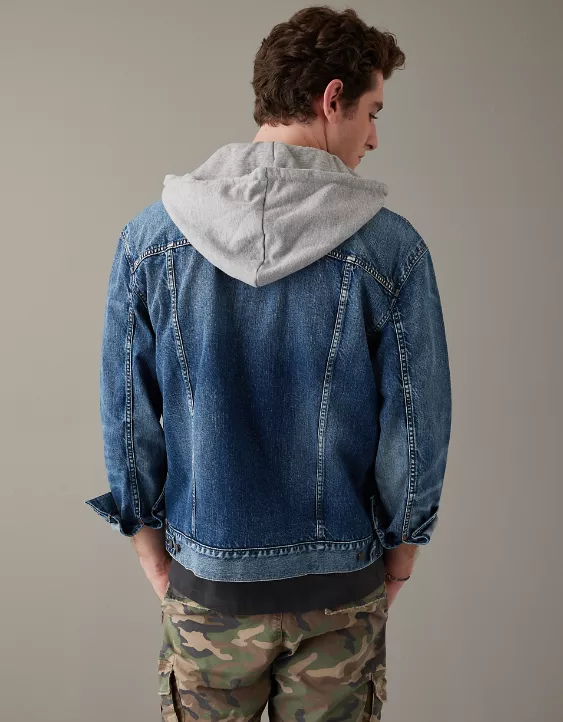 AE Hooded Denim Trucker Jacket 2 AE Hooded Denim Trucker Jacket - Image 2