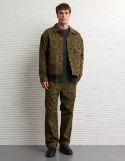 AE Camo Denim Trucker Jacket Nomad Olive -American Eagle Fashion 0106 1813 294 os