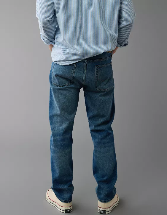 AE Ripped Original Straight Jean Destroyed Medium Wash 2 AE Ripped Original Straight Jean Destroyed Medium Wash - Image 2