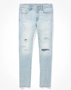 AE AirFlex+ Ultrasoft Patched Athletic Skinny Jean Crushed Ice