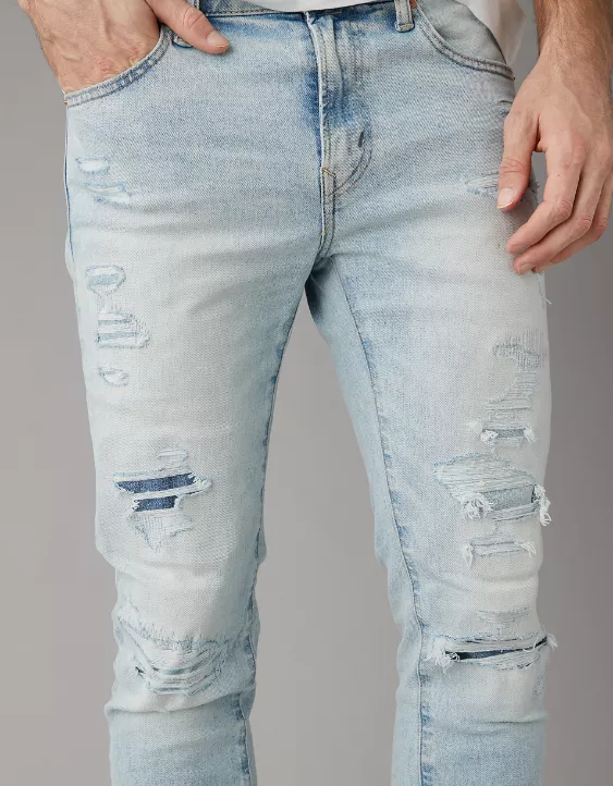 AE AirFlex+ Ultrasoft Patched Athletic Skinny Jean Crushed Ice 2 AE AirFlex+ Ultrasoft Patched Athletic Skinny Jean Crushed Ice - Image 2