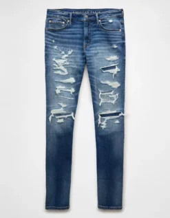 AE AirFlex+ Patched Athletic Skinny Jean Shadow Patched Blues -American Eagle Fashion 0114 6872 469 f