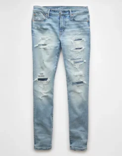 AE AirFlex+ Patched Athletic Skinny Jean Icy Repair -American Eagle Fashion 0114 7160 918 f