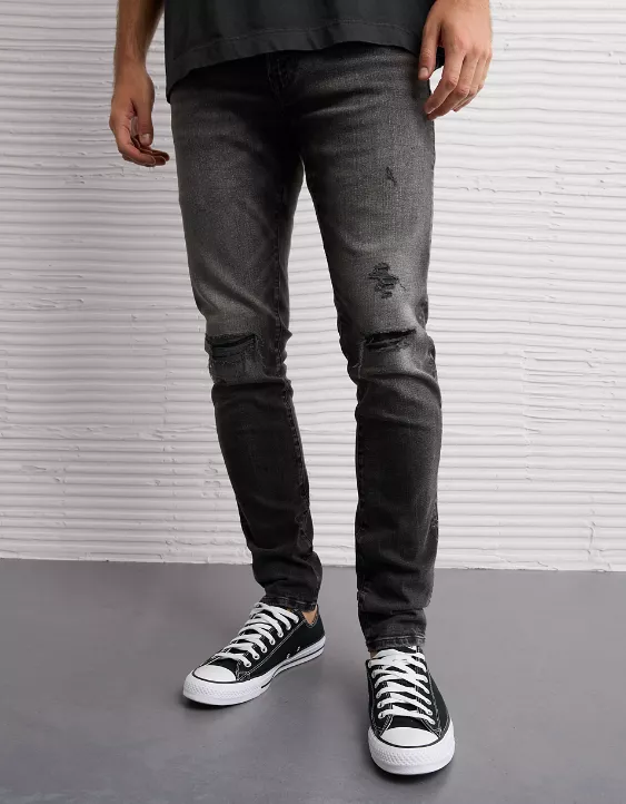 AE AirFlex+ Patched Athletic Skinny Jean Black Wash 6 AE AirFlex+ Patched Athletic Skinny Jean Black Wash - Image 6