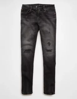 AE AirFlex+ Patched Athletic Skinny Jean Black Wash 8 AE AirFlex+ Patched Athletic Skinny Jean Black Wash -American Eagle Fashion 0114 7225 081 f