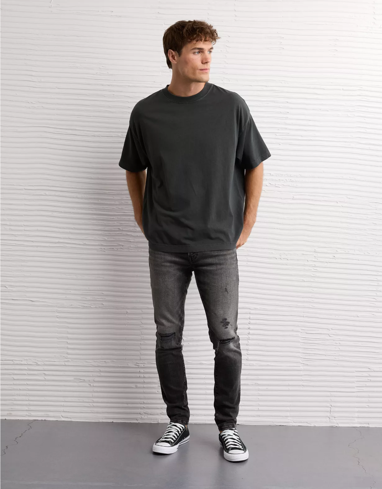 AE AirFlex+ Patched Athletic Skinny Jean Black Wash 1 AE AirFlex+ Patched Athletic Skinny Jean Black Wash