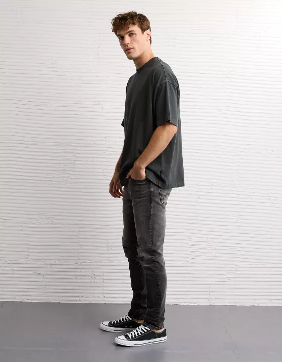 AE AirFlex+ Patched Athletic Skinny Jean Black Wash 5 AE AirFlex+ Patched Athletic Skinny Jean Black Wash - Image 5