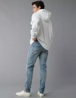 AE AirFlex+ Patched Athletic Skinny Jean Indigo Splatter -American Eagle Fashion 0114 7272 941 ob