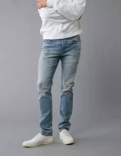 AE AirFlex+ Patched Athletic Skinny Jean Indigo Splatter -American Eagle Fashion 0114 7272 941 os