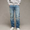 AE EasyFlex +TENCEL™ Fibers Patched Slim Straight Jean Medium Destroy