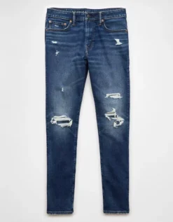 AE AirFlex+ Patched Slim Jean Deep Indigo 7 AE AirFlex+ Patched Slim Jean Deep Indigo -American Eagle Fashion 0117 7087 334 f