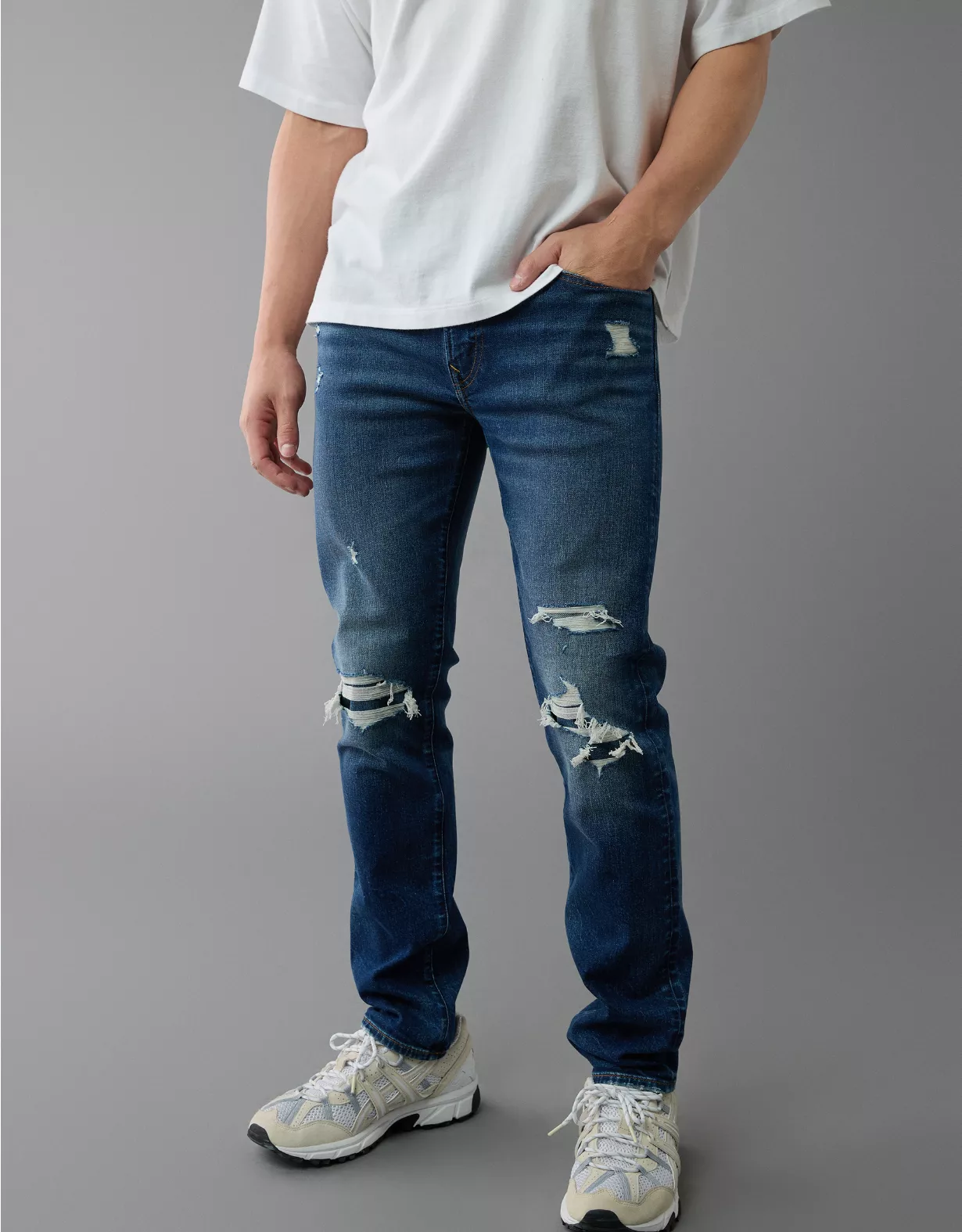 AE AirFlex+ Patched Slim Jean Deep Indigo 1 AE AirFlex+ Patched Slim Jean Deep Indigo