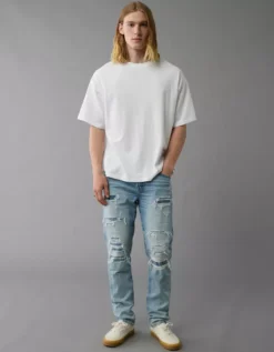 AE AirFlex+ Patched Athletic Fit Jean Light Destroy Wash -American Eagle Fashion 0118 7069 508 d2