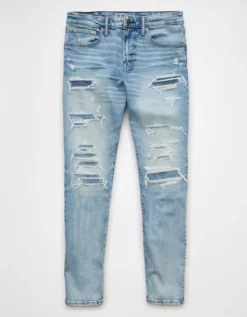 AE AirFlex+ Patched Athletic Fit Jean Light Destroy Wash -American Eagle Fashion 0118 7069 508 f