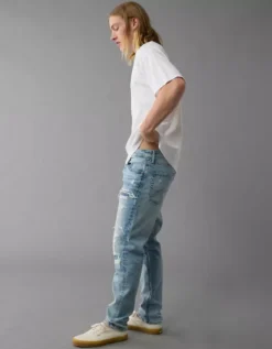 AE AirFlex+ Patched Athletic Fit Jean Light Destroy Wash -American Eagle Fashion 0118 7069 508 os