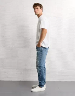 AE AirFlex+ TENCEL™ Fibers Patched Athletic Fit Jean Darken Destroy -American Eagle Fashion 0118 7348 832 os