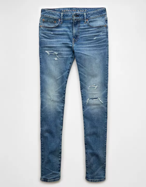 AE AirFlex+ Ripped Skinny Jean Destroyed Medium Wash 3 AE AirFlex+ Ripped Skinny Jean Destroyed Medium Wash - Image 3