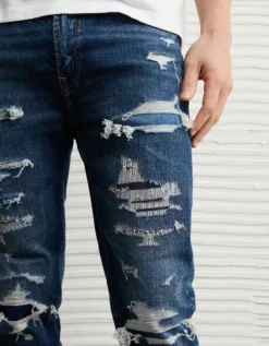 AE AirFlex+ Patched Skinny Jean Indigo Shadow Destroy -American Eagle Fashion 0119 7275 939 d2
