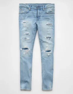 AE AirFlex+ Patched Skinny Jean Destroyed Light Wash 7 AE AirFlex+ Patched Skinny Jean Destroyed Light Wash -American Eagle Fashion 0119 7277 916 f