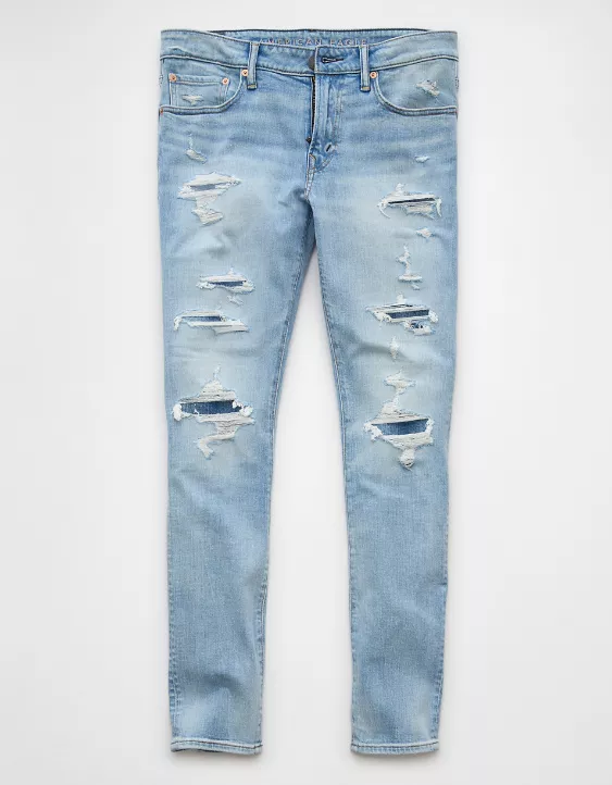 AE AirFlex+ Patched Skinny Jean Destroyed Light Wash 3 AE AirFlex+ Patched Skinny Jean Destroyed Light Wash - Image 3