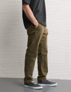 AE Flex Original Straight Lived-In Khaki Pant Bunker Olive -American Eagle Fashion 0125 4711 306 os