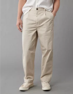 AE Flex Pleated Loose Easy Pant Natural White