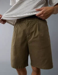 AE Flex Loose Pleated Pull-On Short Arbor Olive -American Eagle Fashion 0135 7950 312 os