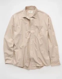 AE Everyday Relaxed Oxford Button-Up Shirt Sand -American Eagle Fashion 0153 2727 209 f