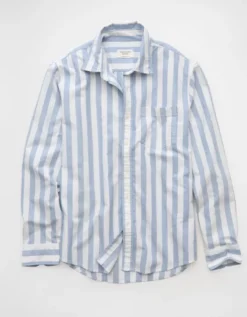 AE Everyday Relaxed Oxford Button-Up Shirt Light Blue -American Eagle Fashion 0153 2727 401 f