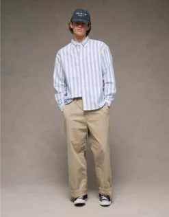 AE Everyday Relaxed Oxford Button-Up Shirt Light Blue