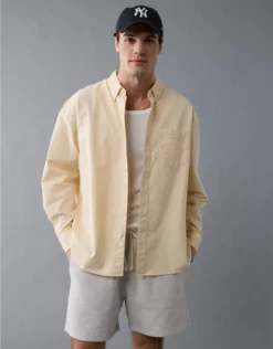 AE Everyday Relaxed Oxford Button-Up Shirt Yellow