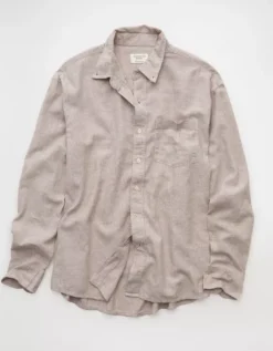 AE Everyday Relaxed Fit Linen-Blend Striped Button-Up Shirt Khaki -American Eagle Fashion 0153 2859 212 f