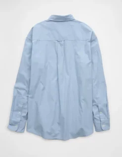 AE Everyday Relaxed Poplin Button-Up Shirt Blue -American Eagle Fashion 0153 2883 400 b