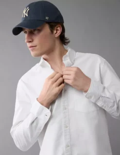 AE Everyday Classic Fit Oxford Button-Up Shirt White -American Eagle Fashion 0153 2885 100 d2