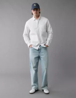 AE Everyday Classic Fit Oxford Button-Up Shirt White -American Eagle Fashion 0153 2885 100 os