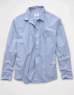 AE Everyday Oxford Striped Button-Up Shirt Blue -American Eagle Fashion 0153 2885 400 f