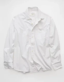 AE Everyday Relaxed Fit Poplin Button-Up Shirt White -American Eagle Fashion 0153 2898 100 f