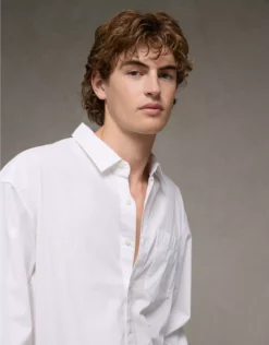 AE Everyday Relaxed Fit Poplin Button-Up Shirt White