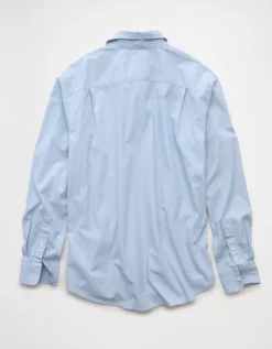 AE Everyday Relaxed Fit Poplin Button-Up Shirt Blue -American Eagle Fashion 0153 2952 400 b
