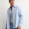 AE Everyday Relaxed Fit Poplin Button-Up Shirt Blue