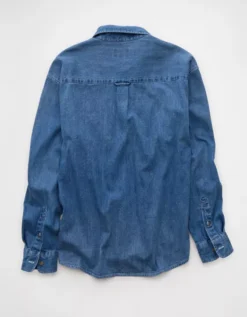 AE Everyday Denim Shirt Cerulean Blue -American Eagle Fashion 0153 2980 402 b
