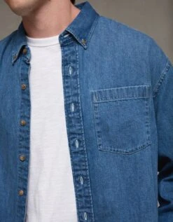 AE Everyday Denim Shirt Cerulean Blue -American Eagle Fashion 0153 2980 402 d2