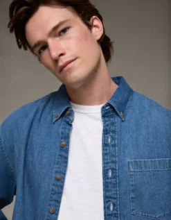 AE Everyday Denim Shirt Cerulean Blue -American Eagle Fashion 0153 2980 402 l2