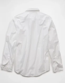 AE Everyday Slim Fit Poplin Button-Up Shirt White -American Eagle Fashion 0153 2985 100 b