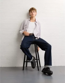 AE Everyday Slim Fit Poplin Plaid Button-Up Shirt Burgundy