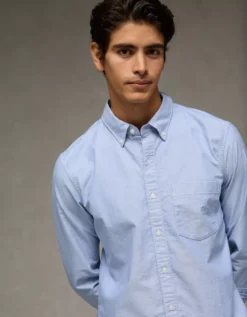 AE Everyday Slim Fit Oxford Button-Up Shirt Blue -American Eagle Fashion 0153 2987 400 d2